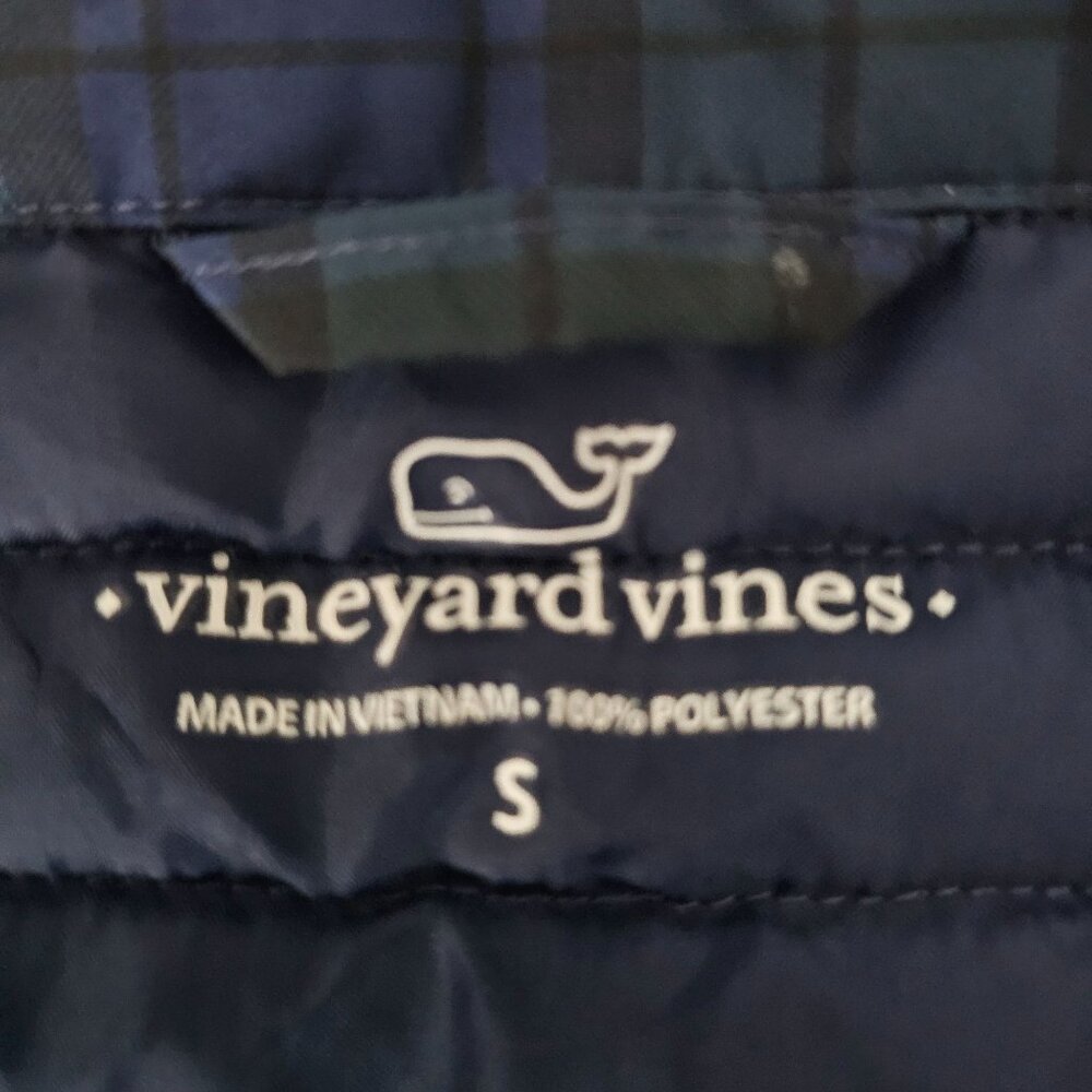 Vineyard Vines Women's Blue Green Tartan Plaid‎ Puffer Vest Jacket Size Small - Picture 7 of 11